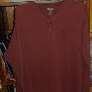 VINTAGE DULUTH BROWN HENLEY SHIRT -XXL LONG TAIL-NICE AND WARM COMFORT-MEN/WOMEN